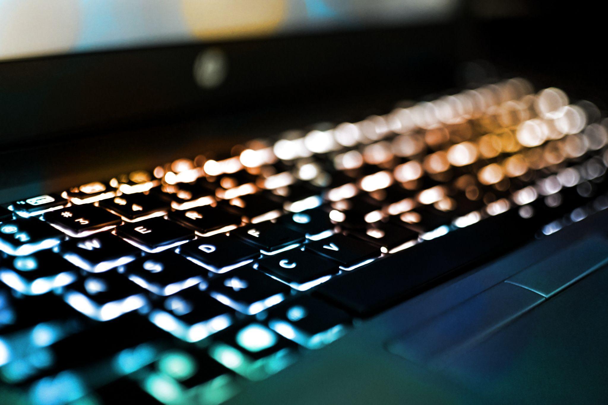 Close-up of a modern laptop keyboard