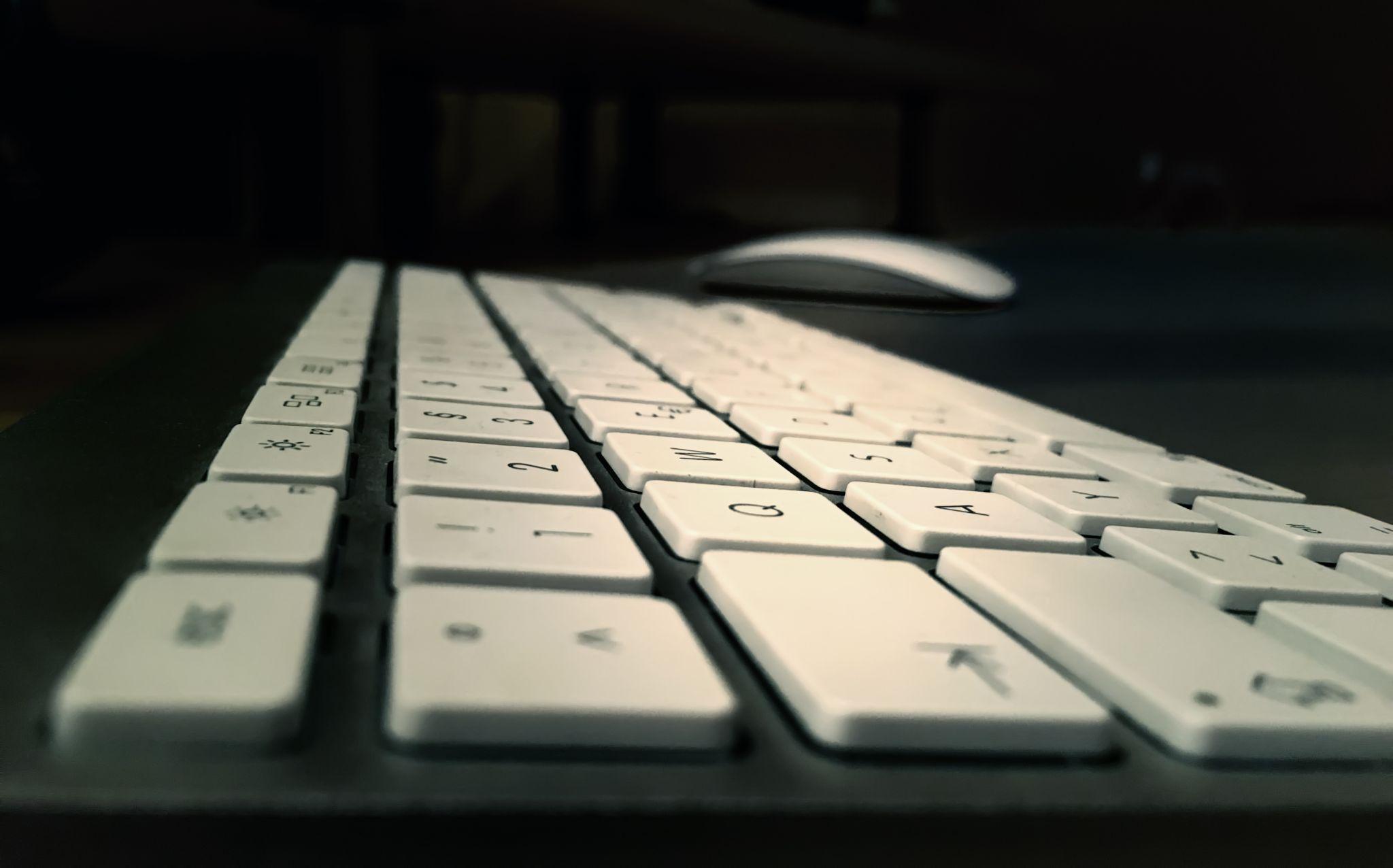 Close-up of keyboard showing active update indicators