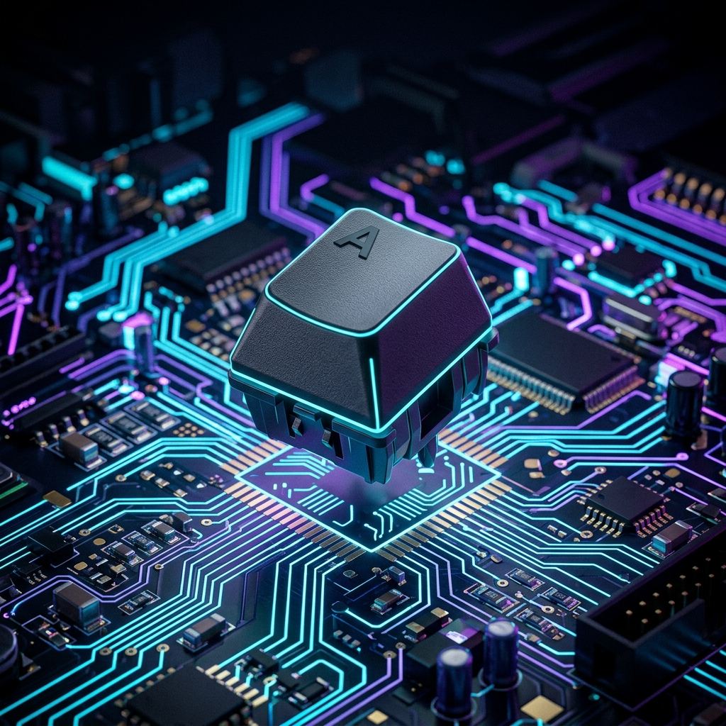 Illustrated keyboard showing troubleshooting and testing setup