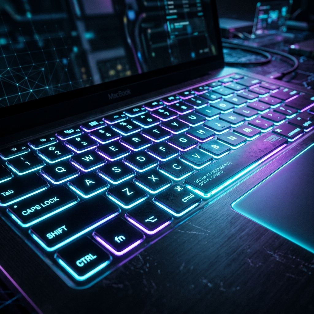 Illustrated MacBook keyboard showing key layout